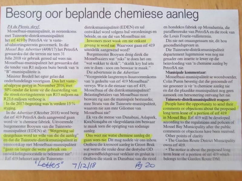 chemiese aanleg brief